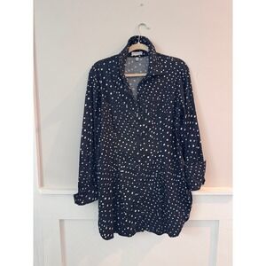 Couleur by Finley Kaylynn Tunic Black White Dot Button Down Shirt XL USA